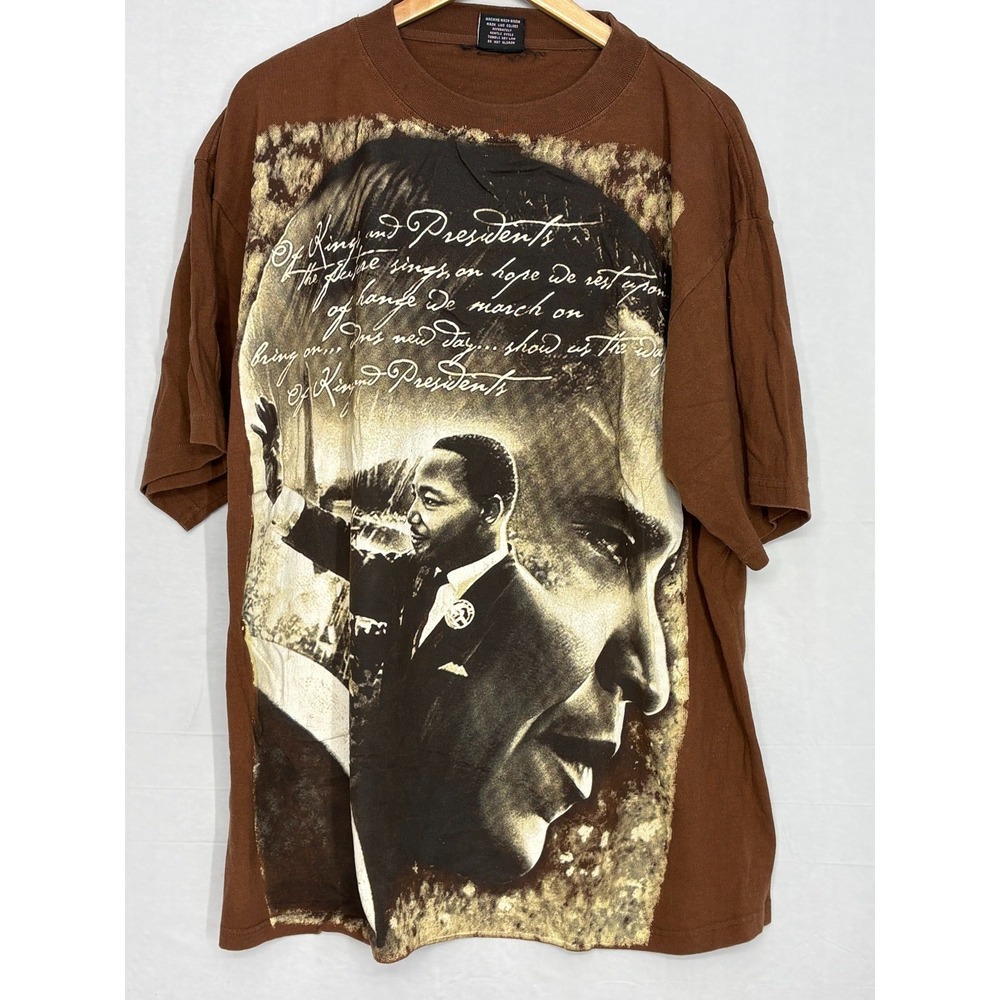 Martin Luther King Jr Shirt Men's Brown Short Sleeve 2XL‎ Y2K Galaxy Harvic